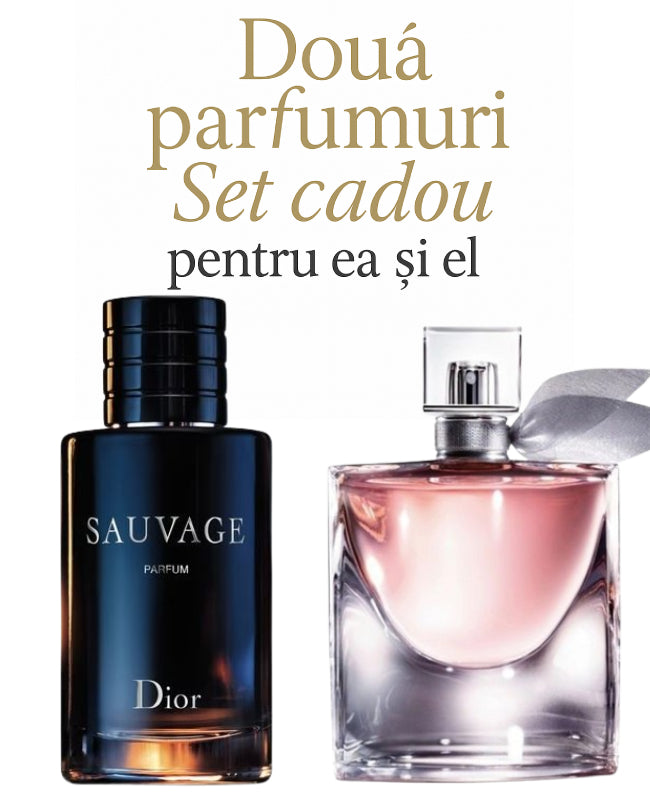 Set cadou: Dior Sauvage 100ml (Tester) + Lancome La Vie Est Belle 75ml (Tester)