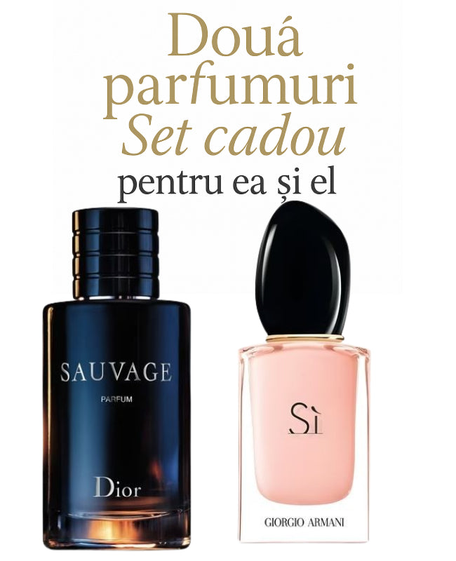Set cadou: Dior Sauvage 100ml (Tester)+ Giorgio Armani Si 100ml (Tester)