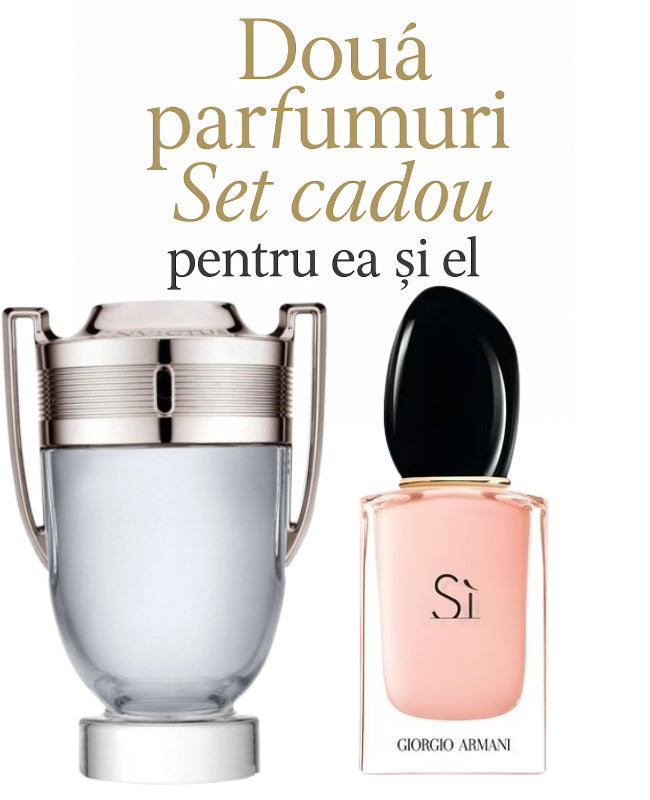 Set cadou: Paco Rabanne Invictus 100ml (Tester)+ Giorgio Armani Si 100ml (Tester)