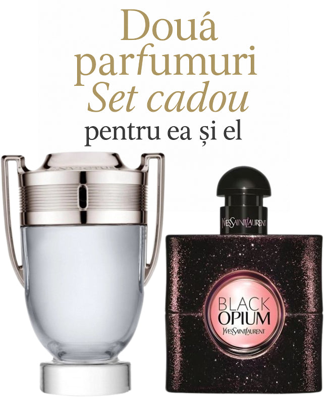 Set cadou: Paco Rabanne Invictus 100ml (Tester)+  Yves Saint Laurent Black Opium 90ml (Tester)